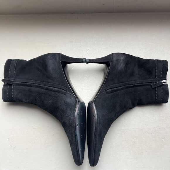 Ralph Lauren Black Suede Leather Ankle Boots Side Zip & Buckle Women’s Size 9 B - Picture 6 of 16